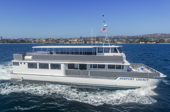 The Newport Legacy on the Pacific Ocean off the shores of Newport Beach, California.